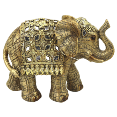 Διακοσμητικός Ελέφαντας Πολυεστερικός Σε Χρυσό Αντικέ Χρώμα 17x7.5x12.5cm