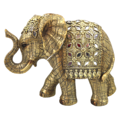 Διακοσμητικός Ελέφαντας Πολυεστερικός Σε Χρυσό Αντικέ Χρώμα 20.5x7x15cm