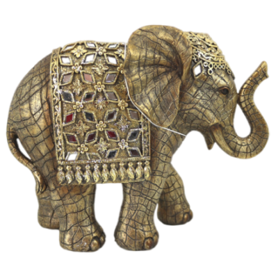 Διακοσμητικός Ελέφαντας Πολυεστερικός Σε Χρυσό Αντικέ Χρώμα 23x8x19cm
