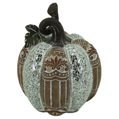 Διακοσμητική Πολυεστερική Κολοκύθα Ασημί - Καφέ 15x15x18.5cm