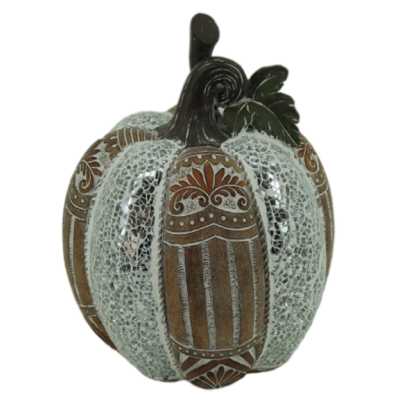 Διακοσμητική Πολυεστερική Κολοκύθα Ασημί - Καφέ 16x16x21cm