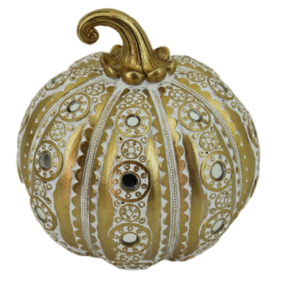 Διακοσμητική Πολυεστερική Κολοκύθα Χρυσή -Ασημί 13.5x13.5x14cm