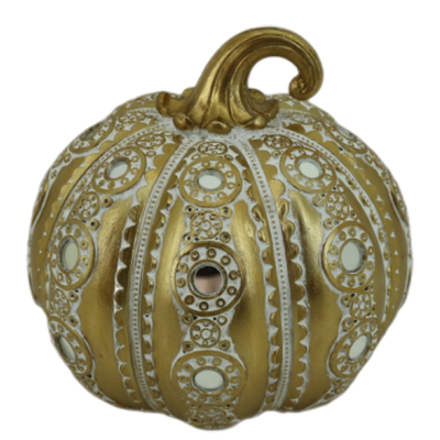 Διακοσμητική Πολυεστερική Κολοκύθα Χρυσή -Ασημί 15x15x14.5cm