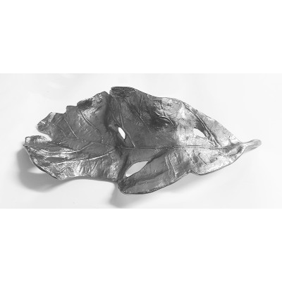 Διακοσμητική Μεταλλική Ασημί Πιατέλα Φύλλο 50x23εκ.