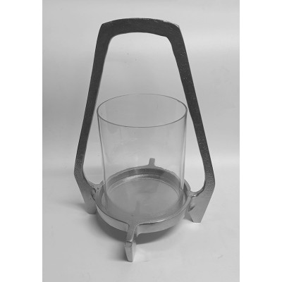 Διακοσμητικό Φανάρι Ασημί Μεταλλικό 21x21x31εκ.