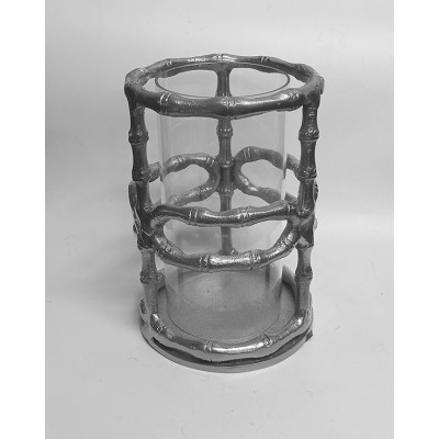 Διακοσμητικό Στρογγυλό Ασημί Φανάρι Μεταλλικό 15x21εκ.