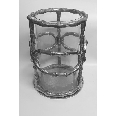 Διακοσμητικό Στρογγυλό Φανάρι Ασημί Μεταλλικό 19x28εκ.