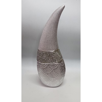 Κεραμικό Διακοσμητικό Ασημί Βάζο Φλόγα 15x13x38cm