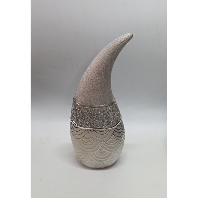 Κεραμικό Διακοσμητικό Ασημί Βάζο Φλόγα 11x9.5x27.5cm