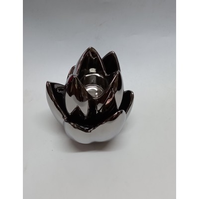 Κεραμικό Διακοσμητικό Ασημί Νούφαρο 11x11x14.5cm