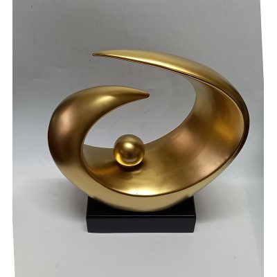 Κεραμικό Διακοσμητικό Σχέδιο Αφηρημένο Σχέδιο Σε Χρυσό Ματ 28cm