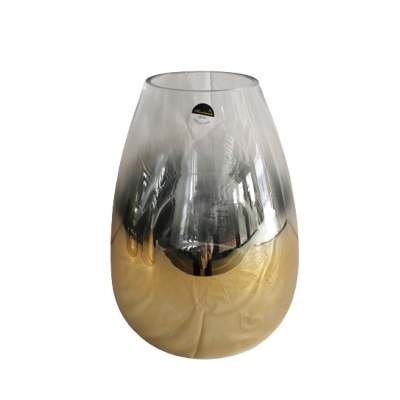 Διακοσμητικό Γυάλινο Βάζο Διάφανο/Χρυσό 20.5x20.5x27cm