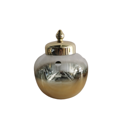 Βάζο Τζαρ Σε Σχήμα Μπάλας Με Καπάκι Διάφανο/Χρυσό 19x19x21.5cm