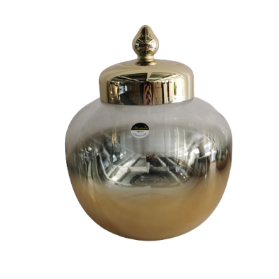 Διακοσμητικό Γυάλινο Βάζο Διάφανο/Χρυσό 22.5x22.5x26cm