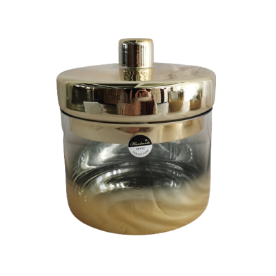 Διακοσμητικό Γυάλινο Τζαρ Διάφανο/Χρυσό 15x15x16cm