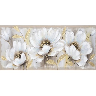 Πίνακας Σε Καμβά Λουλούδια με Χρυσή Λεπτομέρεια 70x150x3cm