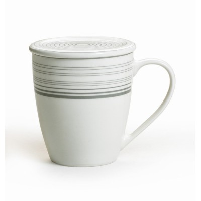 Κούπα Πορσελάνης New Bone 360ml Με Καπάκι Σχέδιο Ασημί Κύκλοι