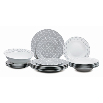 Σετ πιάτα φαγητού 20 τμχ πορσελάνη Γκρι/Λευκό