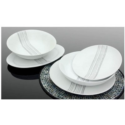 Σετ Κουπέ Πιάτα Φαγητού 20 Τμχ Πορσελάνη Λευκό/Γκρι