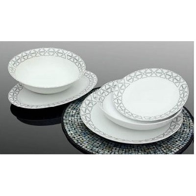 Σετ Κουπέ Πιάτα Φαγητού 20 Τμχ Πορσελάνη Λευκό/Γκρι Σχέδια