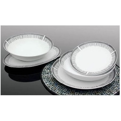 Σετ Κουπέ Πιάτα Φαγητού 20 Τμχ Πορσελάνη Λευκό/Γκρι Σχέδια