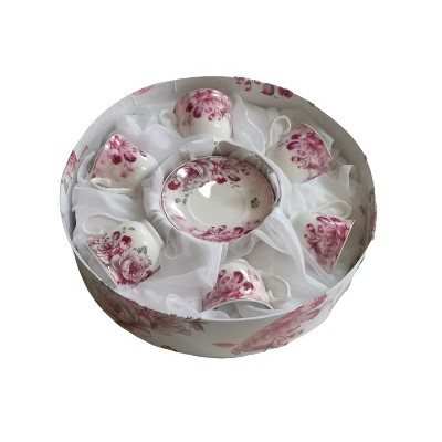 Φλυτζάνια Καφέ Πορσελάνης Σετ 6τεμ. Σε Καπελιέρα Vintage Flowers