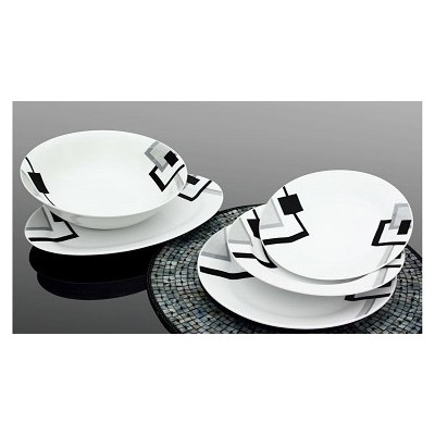 Σερβίτσιο Φαγητού Πορσελάνης 20 Τεμαχίων λευκό με γεωμετρικά σχέδια