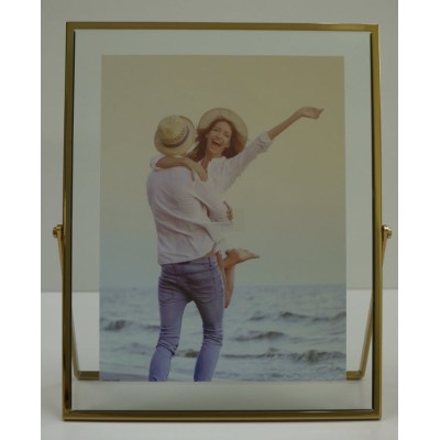 Κορνίζα Γυάλινη Με Χρυσό Μεταλλικό Πλαίσιο 15x20cm