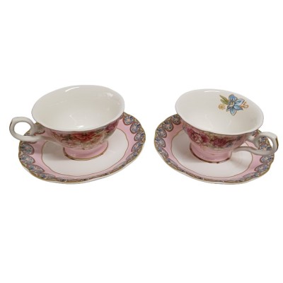 Σετ Φλυτζάνια Τσαγιού Πορσελάνης 2τεμ. Pink Flowers Garden 8.5x15cm