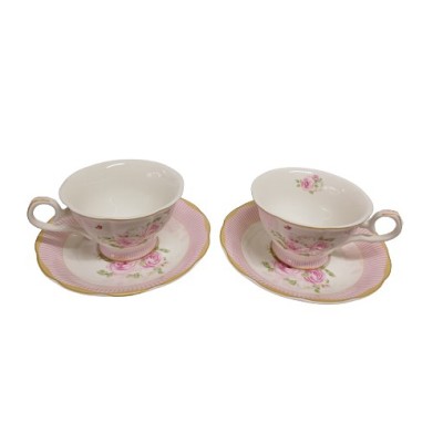 Σετ Φλυτζάνια Τσαγιού Πορσελάνης 2τεμ. Pink Roses 8.5x15cm
