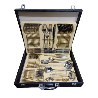 Σετ Μαχαιροπίρουνα Ασημί/Χρυσό 72τεμ Ανοξείδωτα 18/10 Σε Βαλίτσα