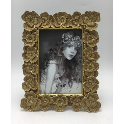 Κορνίζα Polyresin Χρυσή Ανάγλυφη Λουλούδια 22433-46 10×15εκ.