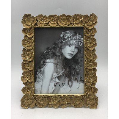 Κορνίζα Polyresin Χρυσή Ανάγλυφη Λουλούδια 22433-68 15×20εκ.