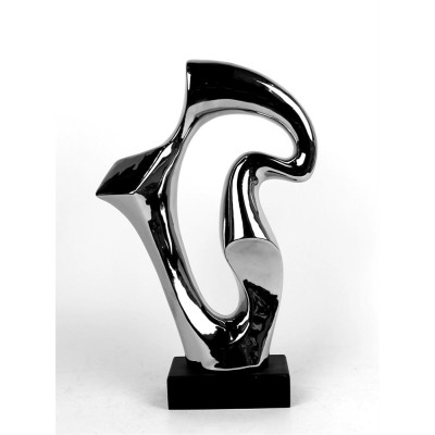 Κεραμικό Ασημί Διακοσμητικό Σχέδιο Αφηρημένο Σε Βάση 34.5cm