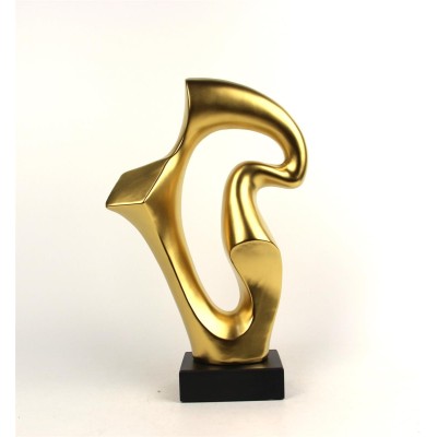 Κεραμικό Διακοσμητικό Χρυσό Ματ Αφηρημένο Σχέδιο Σε Βάση 34.5cm