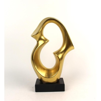 Κεραμικό Διακοσμητικό Χρυσό Ματ Αφηρημένο Σχέδιο Σε Βάση 35.5cm