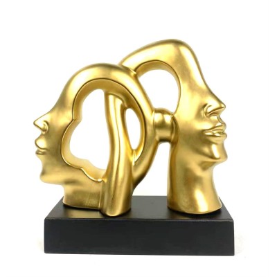 Κεραμικό Χρυσό Ματ Διακοσμητικό Πρόσωπα Σε Προφίλ Σε Βάση 32cm