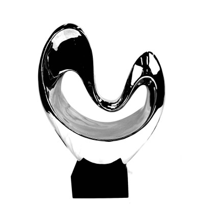 Κεραμικό Ασημί Διακοσμητικό Σχέδιο Αφηρημένη Καρδιά Σε Βάση 35.5cm