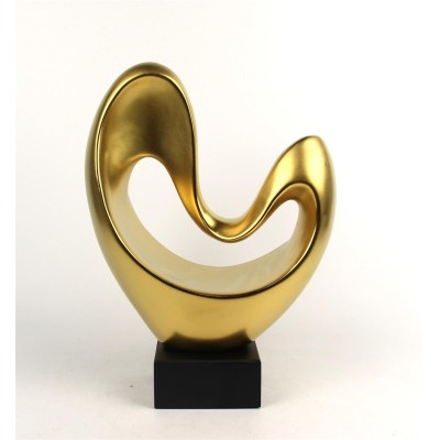 Κεραμικό Χρυσό Ματ Διακοσμητικό Σχέδιο Αφηρημένη Καρδιά Σε Βάση 35.5cm