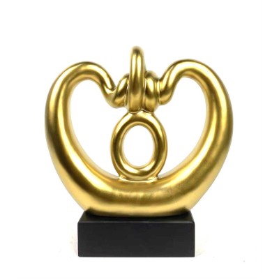 Κεραμικό Χρυσό Ματ Διακοσμητικό Σχέδιο Αφηρημένη Καρδιά Με Κύκλο Σε Βάση 29.50cm