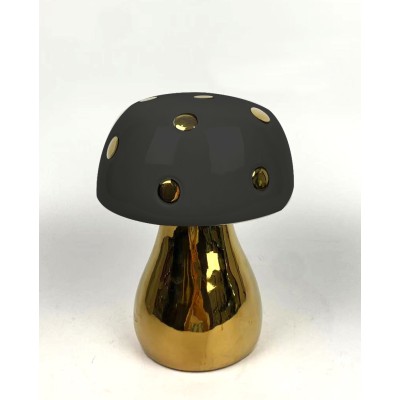 Μανιτάρι διακοσμητικό κεραμικό χρυσό/μαύρο 23cm