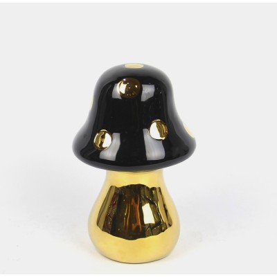 Μανιτάρι Διακοσμητικό Κεραμικό Χρυσό/Μαύρο 19cm