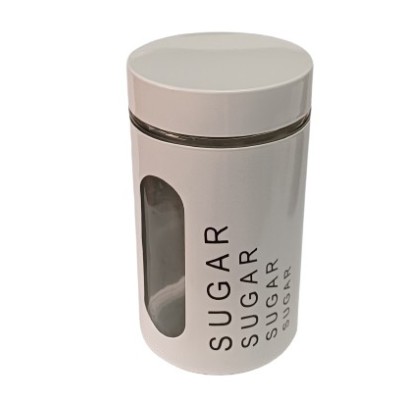 Λευκό Βάζο Ζάχαρηs Με Καπάκι Γυάλινο 10x17cm