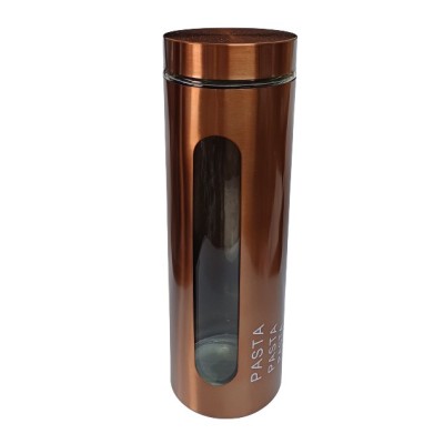 Χρυσό-Ροζ Βάζο Ζυμαρικών Με Καπάκι Γυάλινο 10x33cm