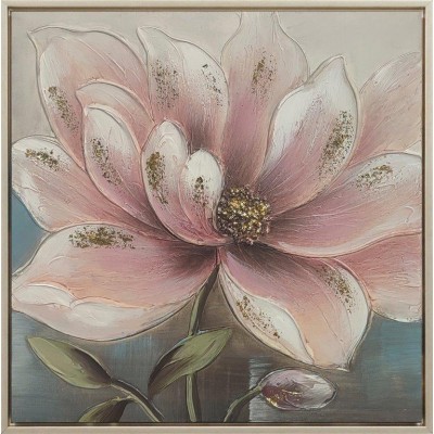 Πίνακας Σε Καμβά Λουλούδι σε Ασημί Κάδρο 42.5x42.5x2.8cm