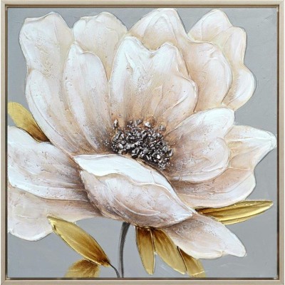 Πίνακας Σε Καμβά Λουλούδι σε Ασημί Κάδρο 62.5x62.5x2.8cm