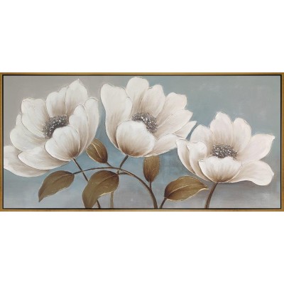 Πίνακας Σε Καμβά Λουλούδια σε Χρυσό Κάδρο 72x152x4.5cm