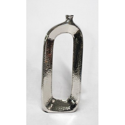 Ασημί Διακοσμητικό Επιτραπέζιο Σφυρήλατο Βάζο 13x2.5x30.5cm