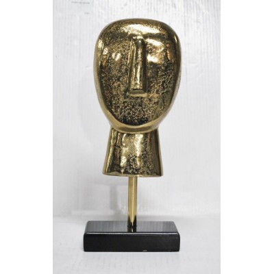 Επιτραπέζιο Μεταλλικό Διακοσμητικό Χρυσό Πρόσωπο σε Ξύλινη Βάση 13x6.5x30.5cm