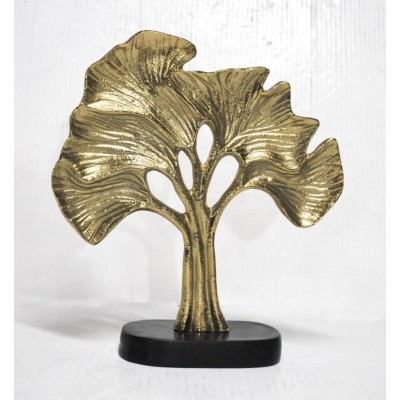 Eπιτραπέζιο Διακοσμητικό Μεταλλικό Χρυσό Δέντρο σε Ξύλινη Βάση 25.5x7.5x35.5cm